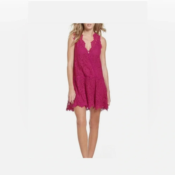 Free People Heart In Two Lace Mini Dress, Bright Orchid, Sz XS - Picture 5 of 15
